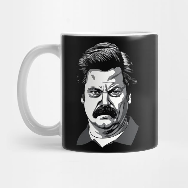 Nick Offerman greyscale by @johnnehill